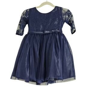 Sweet Kids USA Girls Blue Lace Tulle Dress Size 2